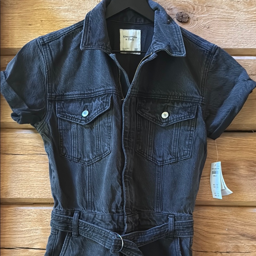 Abercrombie & Fitch Black Denim Jumpsuit